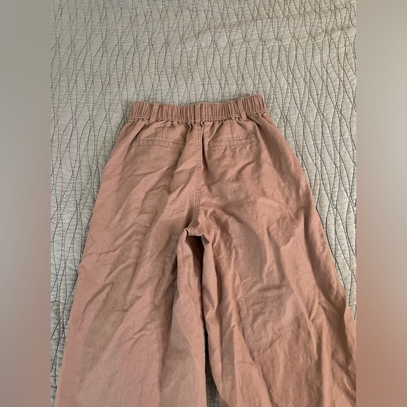 Madewell Cotton Linen Pleated Wide Leg Mauve Pants Size S (2) - Picture 9 of 12